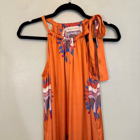 Purificacion Garcia Maxi Dress 36 Tie Halter Sleeveless Bohemian Orange - Picture 4 of 10